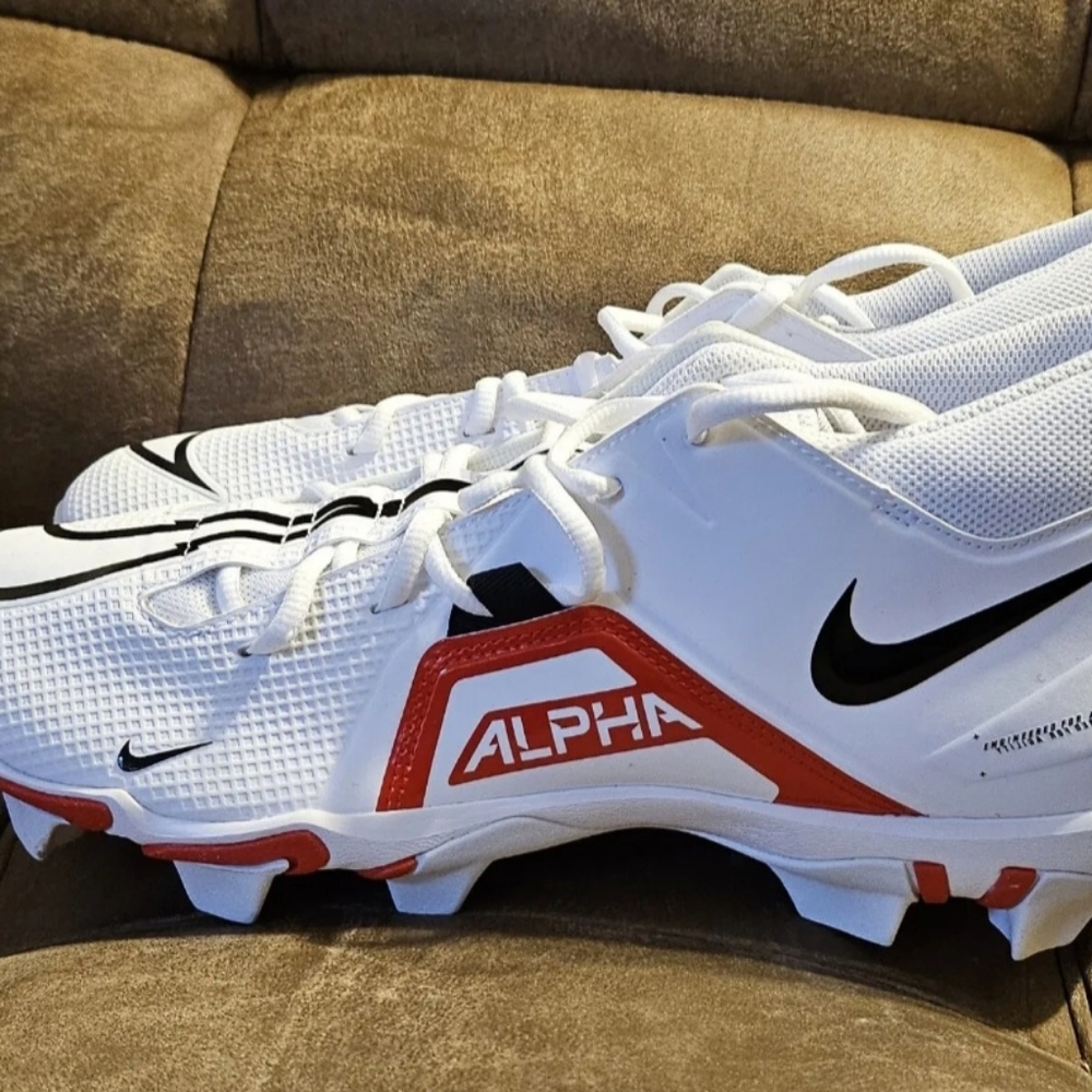 New Nike Alpha Menace 3 Shark Men's Football Cleats Red White CV0582-103 Size 13